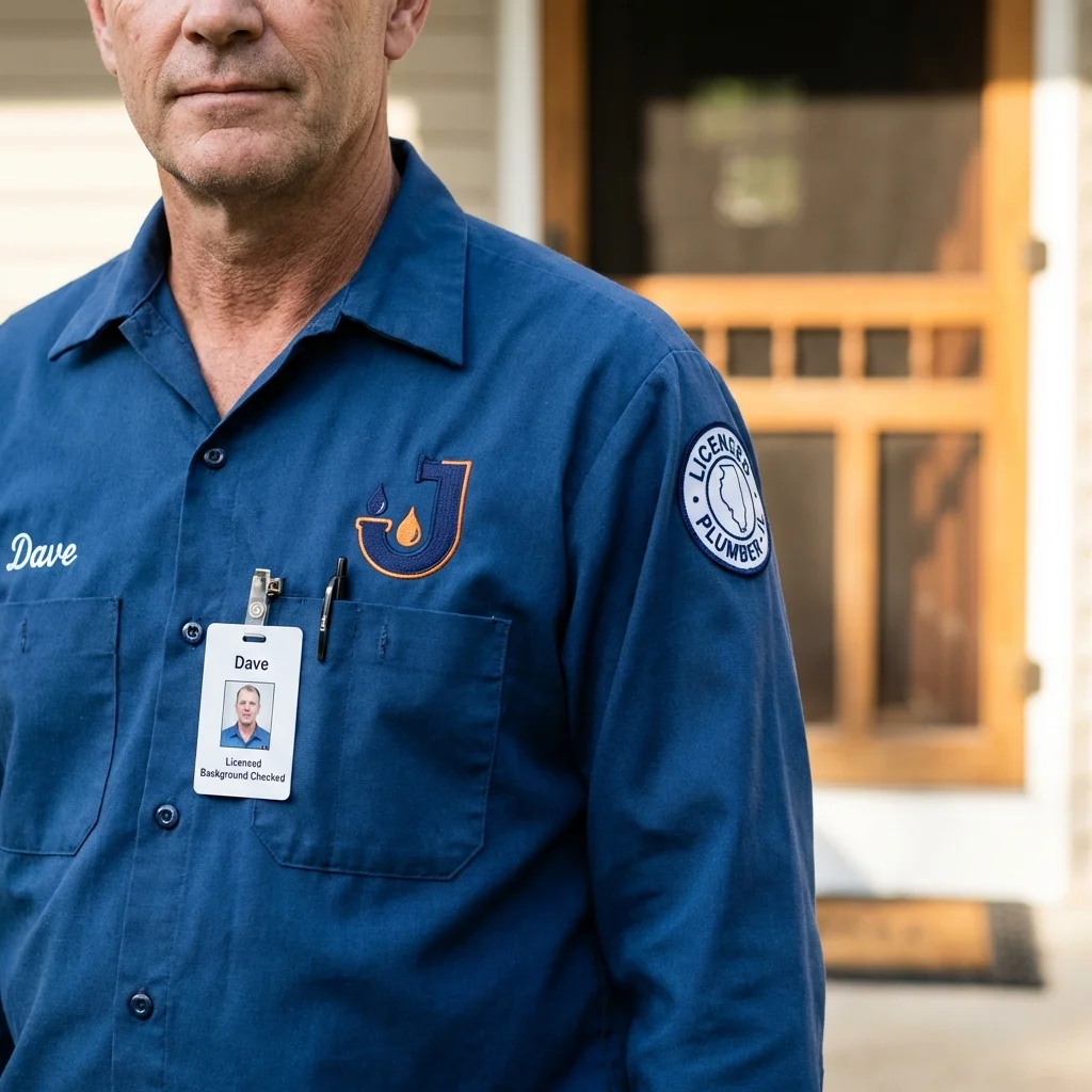 Licensed plumber showing ID badge in Hartsville, TN