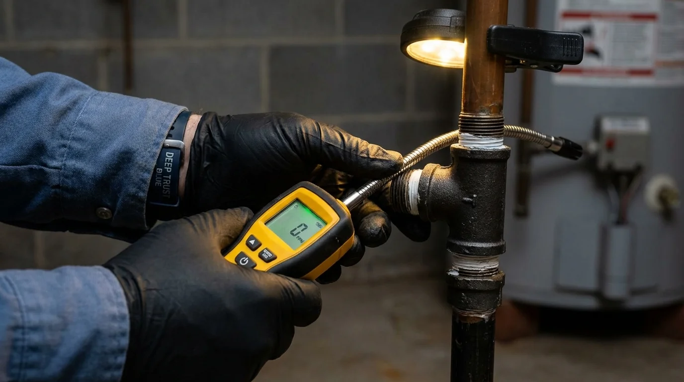 Gas leak detection with electronic sniffer by Johns Plumbing LLC in Hartsville